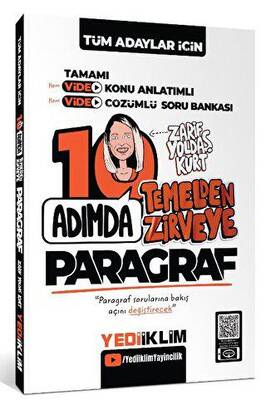 Yediiklim Yayınları Tüm Adaylar İçin 10 Adımda Paragraf Video Konu Anlatımlı ve Video Çözümlü Soru Bankası - 1