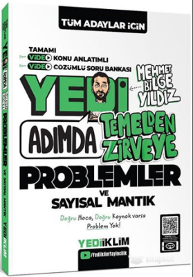 Yediiklim Yayınları Tüm Adaylar İçin Yedi Adımda Temelden Zirveye Problemler ve Sayısal Mantık Video Konu Anlatımlı Video Çözümlü Soru Bankası - 1