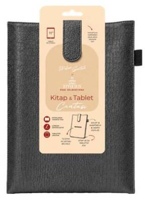 Yeni Nesil Kitap ve Tablet Çantası - Özel Deri Dokulu Antrasit - 1