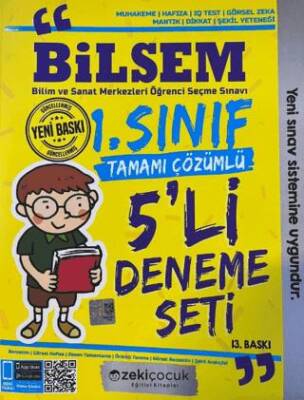 Zekiçocuk Eğitici Kitaplar 1. Sınıf Bilsem Tamamı Çözümlü 5`li Deneme Seti - 1